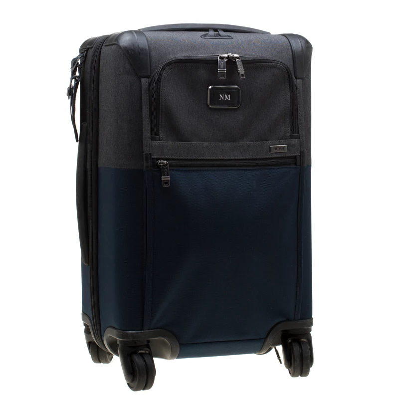 Tumi Blue/Grey Nylon Alpha II Continental Expandable 4 Wheeled Carry-On Luggage Bag For Men - Image 3
