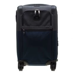 Tumi Blue/Grey Nylon Alpha II Continental Expandable 4 Wheeled Carry-On Luggage Bag For Men