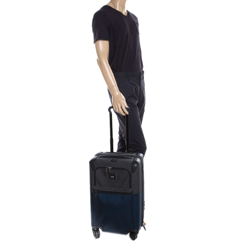 Tumi Blue/Grey Nylon Alpha II Continental Expandable 4 Wheeled Carry-On Luggage Bag For Men - Image 2