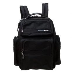 Tumi Black Nylon Expandable Backpack For Men