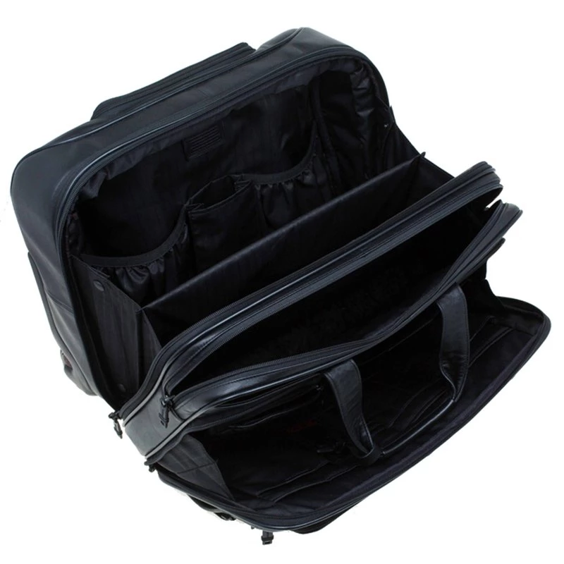 Tumi Black Leather Alpha T-Pass Expandable Laptop Two Wheel Brief Luggage For Men - Image 6