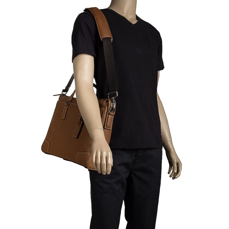 Tumi Brown Leather Irving Slim Briefcase For Men - Image 2