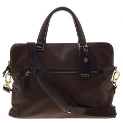 Tumi Dark Brown Leather Beacon Hill Branch Slim Laptop Briefcase For Men