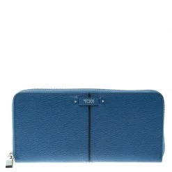Tumi Blue Leather Chelsea Zip Around Continental Wallet For Women