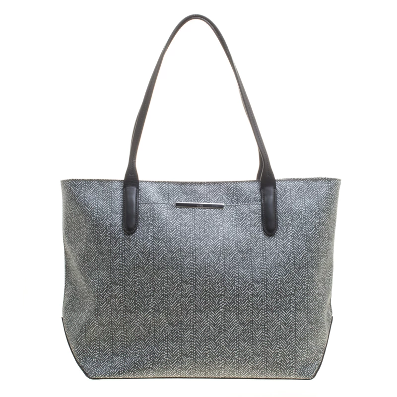 Tumi Grey Canvas Coated And Leather Trim Tote For Women