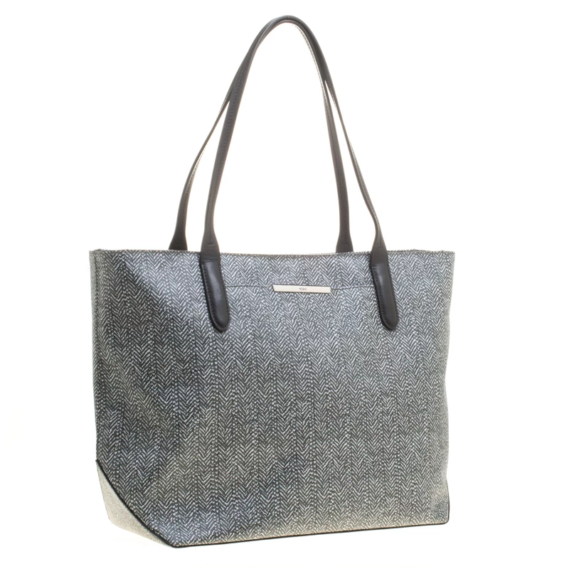 Tumi Grey Canvas Coated And Leather Trim Tote For Women - Image 3