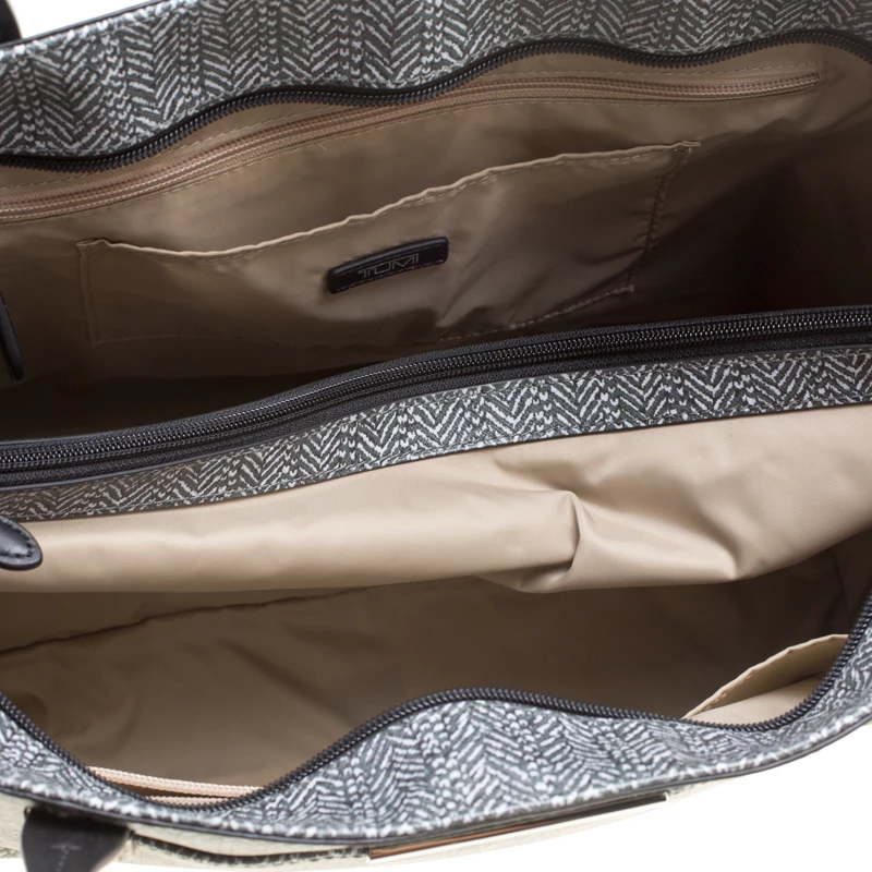 Tumi Grey Canvas Coated And Leather Trim Tote For Women - Image 7