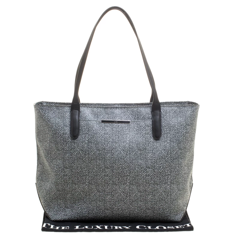 Tumi Grey Canvas Coated And Leather Trim Tote For Women - Image 9