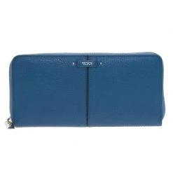Tumi Blue Leather Zip Around Wallet For Women