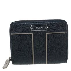 Tumi Black Leather Zip Around Wallet For Women