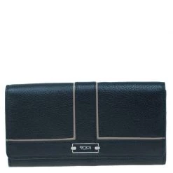 Tumi Black Leather Chelsea Continental Flap Wallet For Women