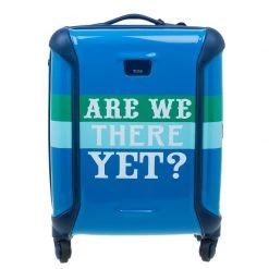 Tumi Blue Plastic "Are We There Yet?" Continental Carry On Trolley For Women