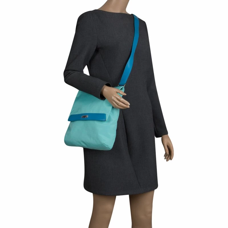 Tumi Mint Blue Nylon Crossbody Flap Bag For Women - Image 2