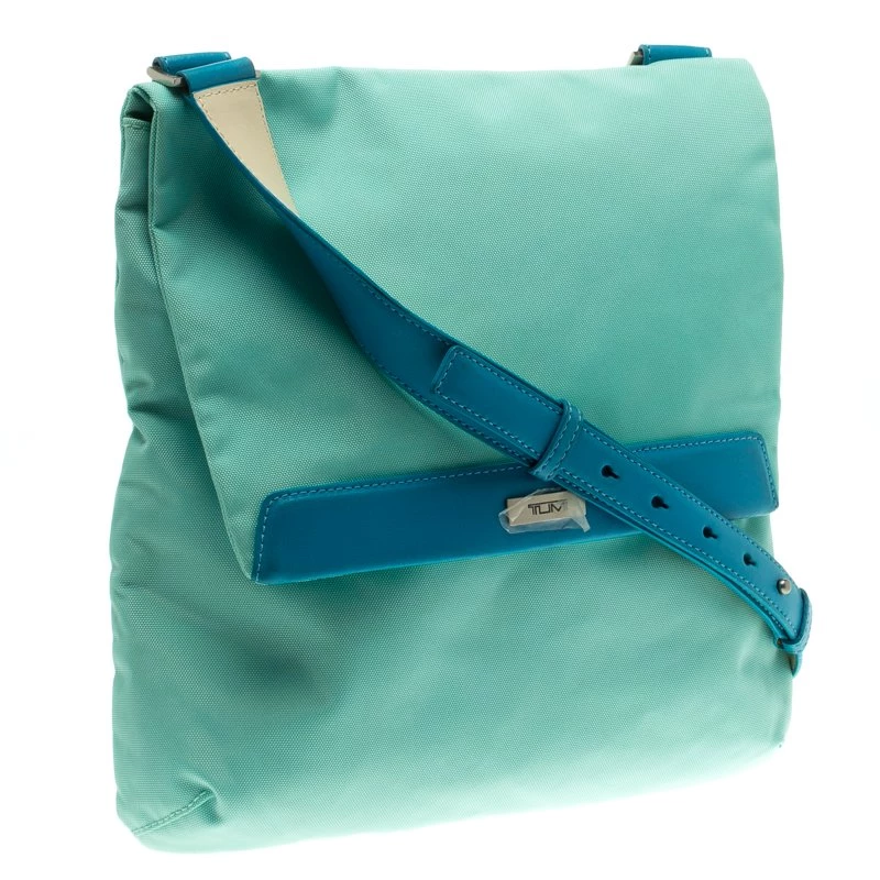 Tumi Mint Blue Nylon Crossbody Flap Bag For Women - Image 3