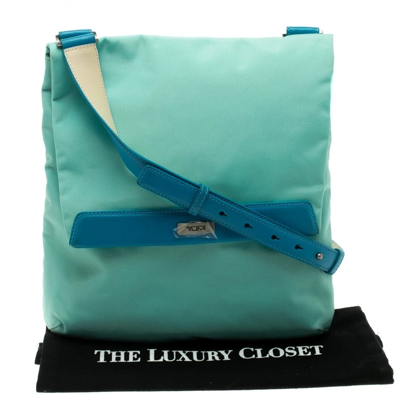 Tumi Mint Blue Nylon Crossbody Flap Bag For Women - Image 9