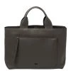 TUMI Dark Grey Grain Leather Front Pocket Tote For Women