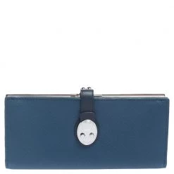 TUMI Blue Leather Kisslock Wallet For Women