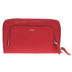 Tumi Red Leather Zip-Around Wallet For Women