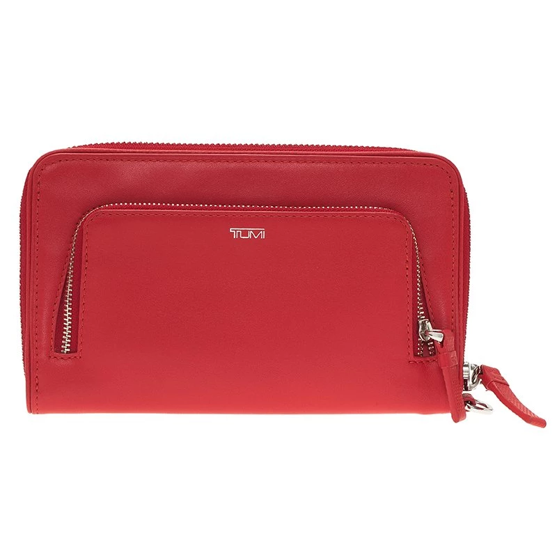 Tumi Red Leather Zip-Around Wallet For Women