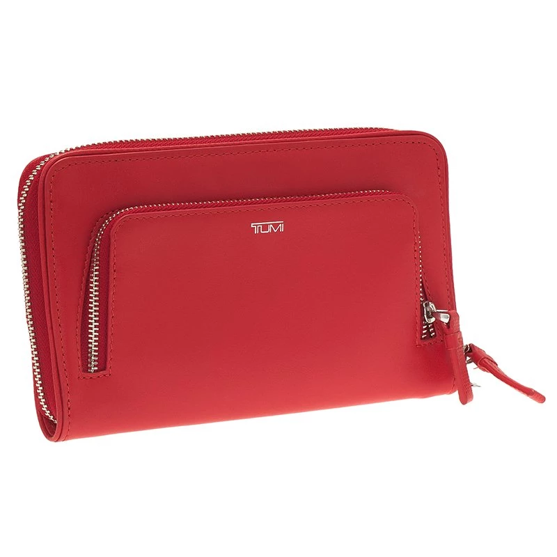 Tumi Red Leather Zip-Around Wallet For Women - Image 3