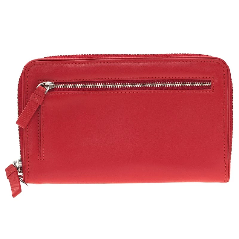 Tumi Red Leather Zip-Around Wallet For Women - Image 4