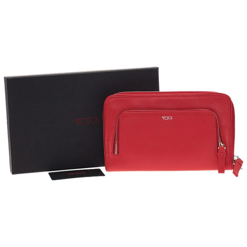 Tumi Red Leather Zip-Around Wallet For Women - Image 11