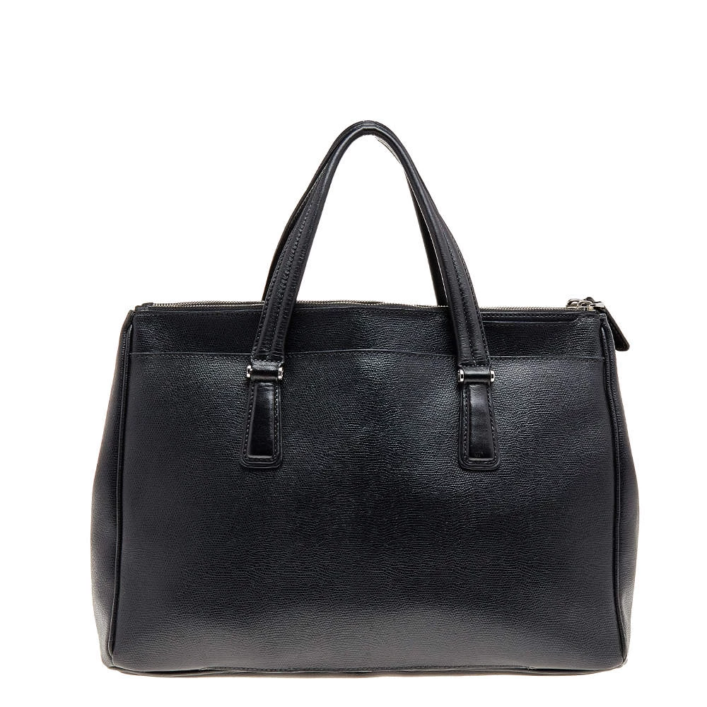 Tumi Black Leather Large And Double Zip Carry All Tote For Women - Image 4