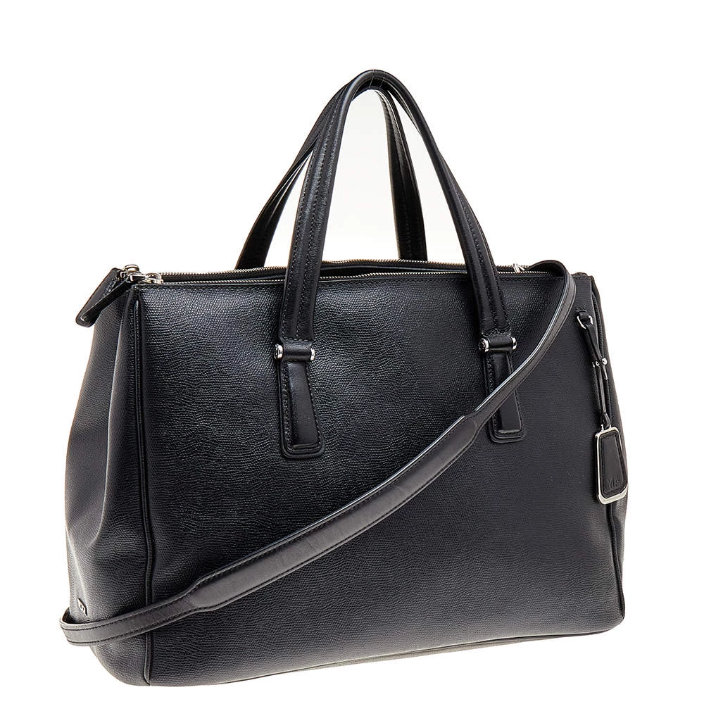Tumi Black Leather Large And Double Zip Carry All Tote For Women - Image 3