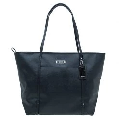 Tumi Black Textured Leather Villa Quintessential Tote For Women