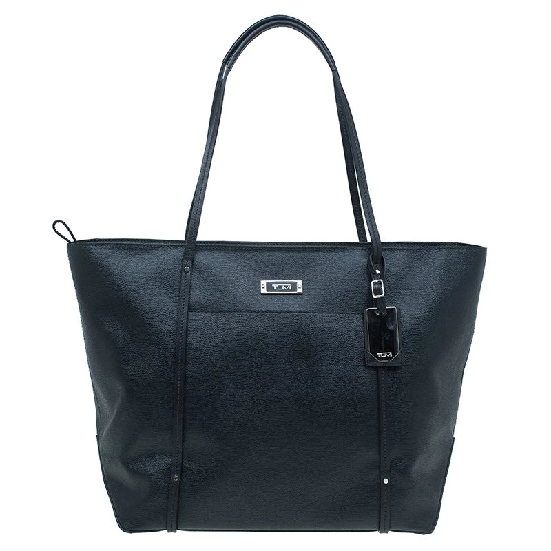 Tumi Black Textured Leather Villa Quintessential Tote For Women
