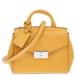 TUMI Yellow Leather Top Handle Bag For Women