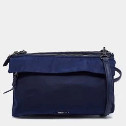 TUMI Blue Nylon Triple Zip Shoulder Bag For Women