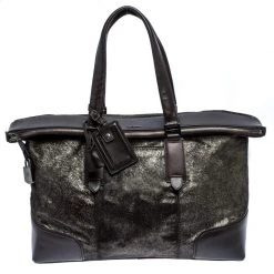 TUMI Black/Silver Calf Hair And Leather Stamford Weekender Bag For Men