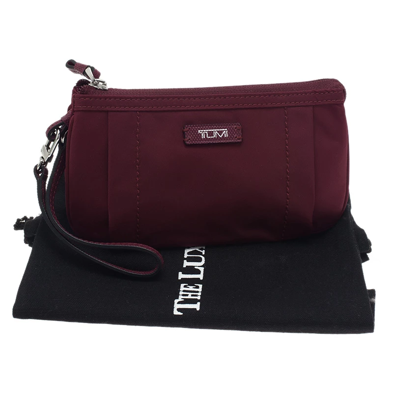 Tumi Burgundy Nylon And Leather Voyageur Pouch For Women - Image 11